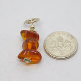Sterling Silver Baltic Amber Beaded Drop Charm Pendant Vintage c1970
