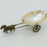 19th Century French Gilt Metal & Pearl Goat Cart Souvenir Thimble Holder Antique