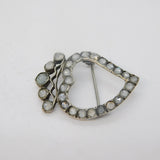 Victorian Sterling Silver Paste Set Witches Heart Brooch Antique c1840s