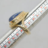 Sterling Silver Blue Sodalite Peardrop Statement Ring Vintage c1970 Size M 1/2