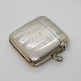 Edwardian Sterling Silver Lined Pattern Vesta Case Antique 1909 Chester