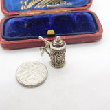 Sterling Silver Lidded Floral Stein Tankard Charm Pendant Vintage c1970
