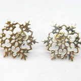 Pair of Sterling Silver Large Snowflake Stud Earrings Vintage c1990