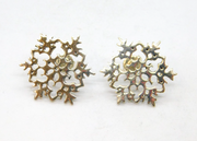 Pair of Sterling Silver Large Snowflake Stud Earrings Vintage c1990