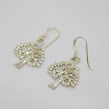 Pair of Sterling Silver Tree Of Life Hook Drop Earrings Vintage c1990