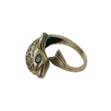 Sterling Silver Textured Dolphin Wrap Around Dress Ring Modern c1990 Size M 1/2
