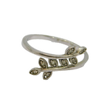Sterling Silver CZ Wrap Around Leaf Band Ring Contemporary c2000 Size N