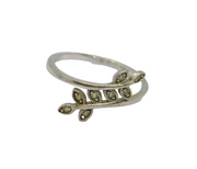 Sterling Silver CZ Wrap Around Leaf Band Ring Contemporary c2000 Size N
