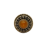 Sterling Silver Baltic Amber Fluted Setting Dress Ring Vintage c1970 Size L