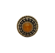 Sterling Silver Baltic Amber Fluted Setting Dress Ring Vintage c1970 Size L