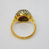 Boxed 18ct Yellow Gold, Garnet & Diamond Floral Engagement Ring Antique