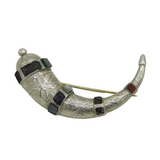 Victorian Scottish Sterling Silver & Agate Large Dirk Brooch Antique c1860s