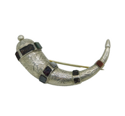 Victorian Scottish Sterling Silver & Agate Large Dirk Brooch Antique c1860s