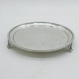 Victorian Sterling Silver Floral Pattern Salver Dish Antique 1863 London