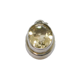Sterling Silver Oval Faceted Citrine Drop Pendant Vintage c1970