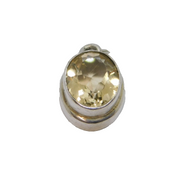Sterling Silver Oval Faceted Citrine Drop Pendant Vintage c1970