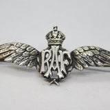 WWII Period Sterling Silver RAF Wings Sweetheart Brooch Antique c1940s