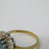 9ct Yellow Gold, Oval-Cut Topaz & Diamond Floral Cluster Ring Vintage London