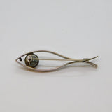 Continental .835 Silver Baltic Amber Christian Fish Symbol Brooch Vintage c1970