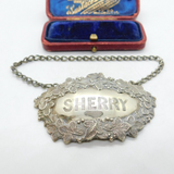 Silver Plated Ivy Leaf Edge Sherry Decanter Label Antique c1940 Art Deco