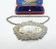 Silver Plated Ivy Leaf Edge Sherry Decanter Label Antique c1940 Art Deco