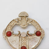 Ortak Sterling Silver Carnelian Agate Celtic Knot Brooch Vintage 1987 Edinburgh