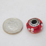 Sterling Silver & Floral Glass Beaded Charm Pendant Vintage c1970