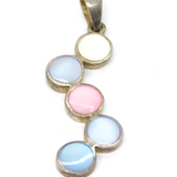 Sterling Silver Multi-Colour Dyed Shell Circles Drop Charm Pendant Vintage c1970