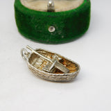 Sterling Silver Rowing Boat Charm Pendant Vintage c1970