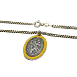 Sterling Silver & Yellow Enamel St Christopher Travel Necklace Vintage c1960