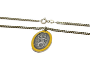 Sterling Silver & Yellow Enamel St Christopher Travel Necklace Vintage c1960
