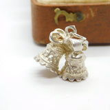 Sterling Silver Wedding Bells Charm Pendant Vintage c1970
