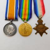 WW1 British Medal Group BMBR F Janaway, RFA War, Victory & 1914/1915 Star Medal