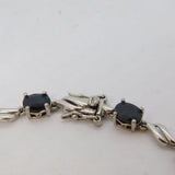 Sterling Silver Swirl Set Onyx Panel Bracelet Vintage c1970 21cm Length