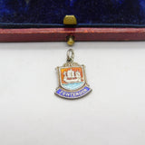 Sterling Silver and Enamel Tenterden Travel Shield Charm Pendant Vintage c1970