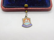 Sterling Silver and Enamel Tenterden Travel Shield Charm Pendant Vintage c1970
