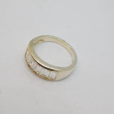 Sterling Silver 7 Emerald Cut CZ Half Eternity Band Ring Modern c1990 Size V