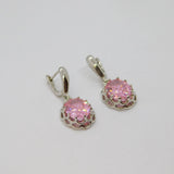 Pair of Sterling Silver Large Pink Spinel Leverback Drop Earrings Modern c1990