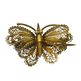 Sterling Silver Gilt Filigree Butterfly Brooch Pin Vintage c1970