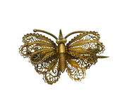 Sterling Silver Gilt Filigree Butterfly Brooch Pin Vintage c1970