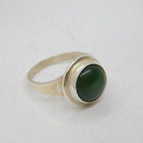 Sterling Silver New Zealand Nephrite Jade Studio Ring Vintage c1990 Size L 1/2