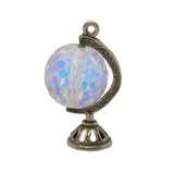 Sterling Silver Glass Set Globe Charm Pendant Vintage c1970s