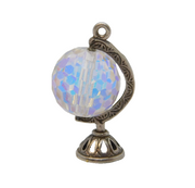 Sterling Silver Glass Set Globe Charm Pendant Vintage c1970s