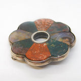 Victorian Scottish Sterling Silver Pebble Agate Target Brooch Antique c1860s