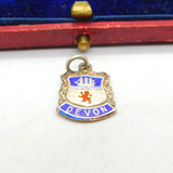 Sterling Silver & Enamel Devon Shield Charm Pendant Vintage c1970