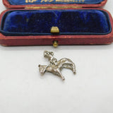 Sterling Silver Jockey on Horseback Charm Pendant Vintage c1970