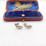 Pair of Sterling Silver Feathered Paste Set  Earrings Vintage c1970