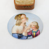 Victorian Hand Painted Porcelain Mother & Child Plaque Antique c1860