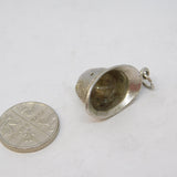 Sterling Silver Large Police Helmet Charm Pendant Vintage c1970
