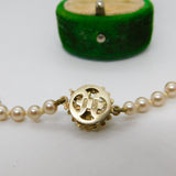 Sterling Silver Gilt Clasp Graduating Simulated Pearl Necklace Vintage c1980
